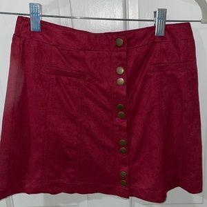 red velvet skirt with snaps